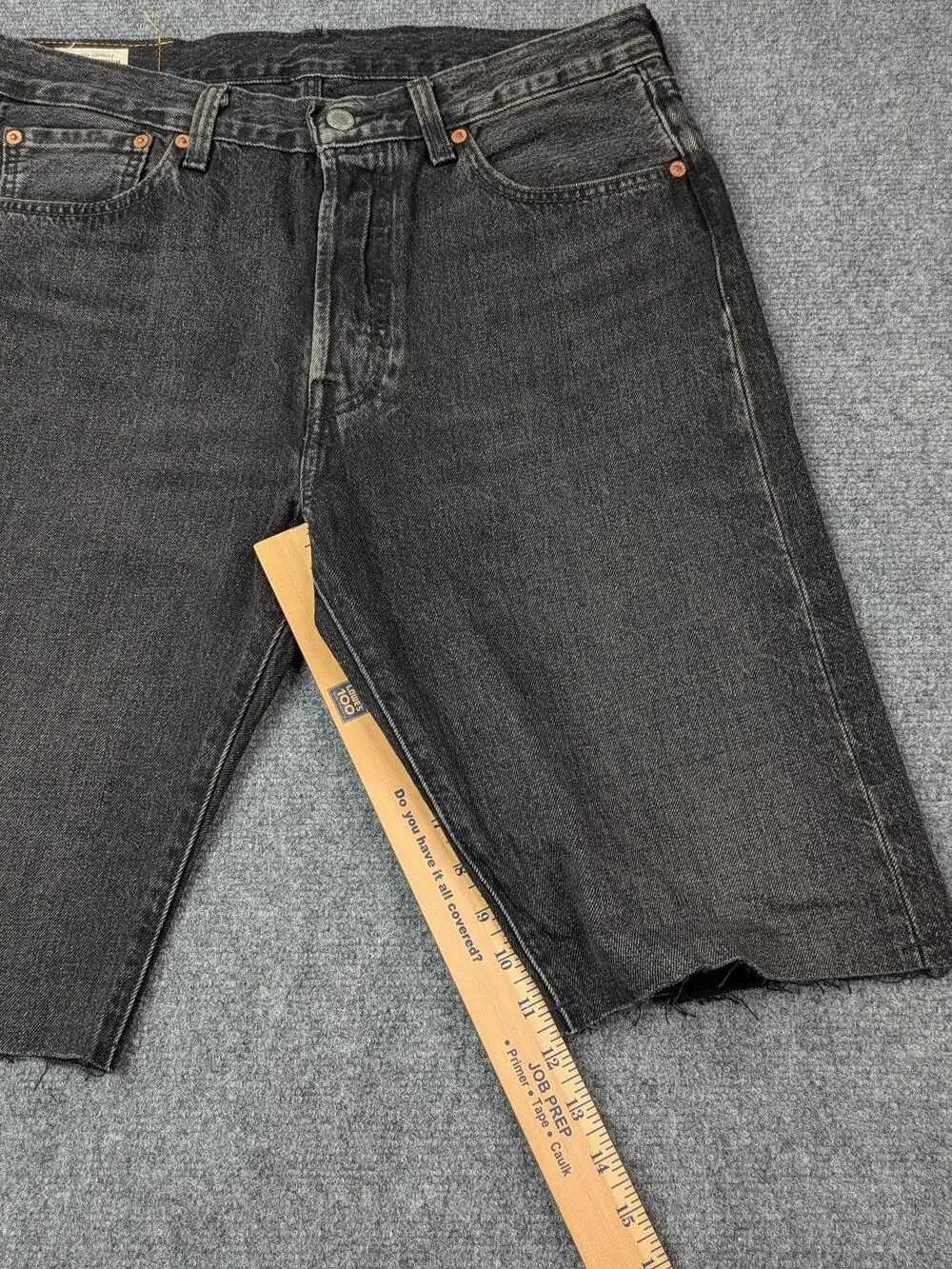 Levis Premium Shorts Mens 33 Black 501 93 Bermuda Denim Button Fly Cutoff